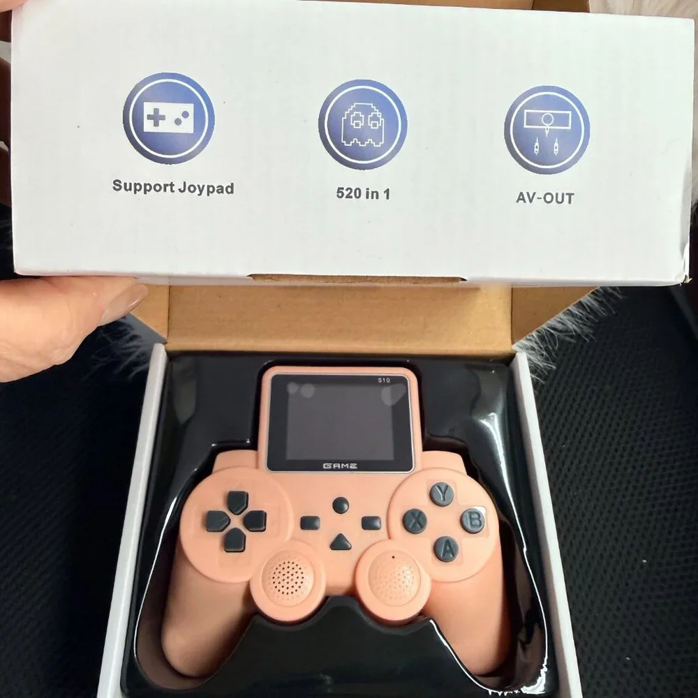 S10 Mini Remote Control Handles Handheld Console 520 Games AV Output Video Pink